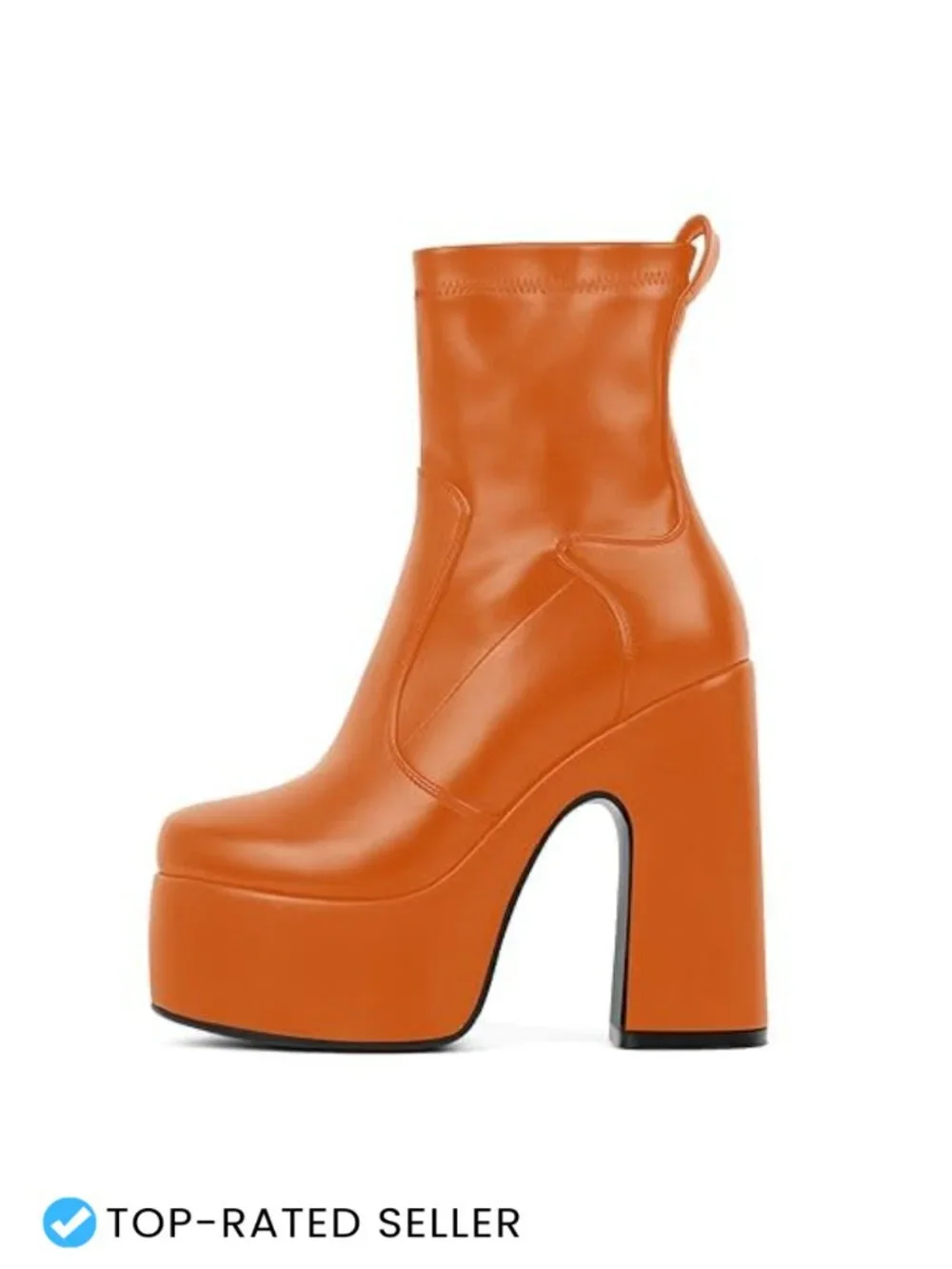 Platform Ankle Boots Chunky Block Heel Round Toe Side Zipper Dress Booties 4in